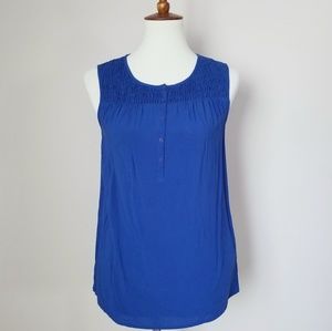 Boden Button Front Ruched Sleeveless Blouse